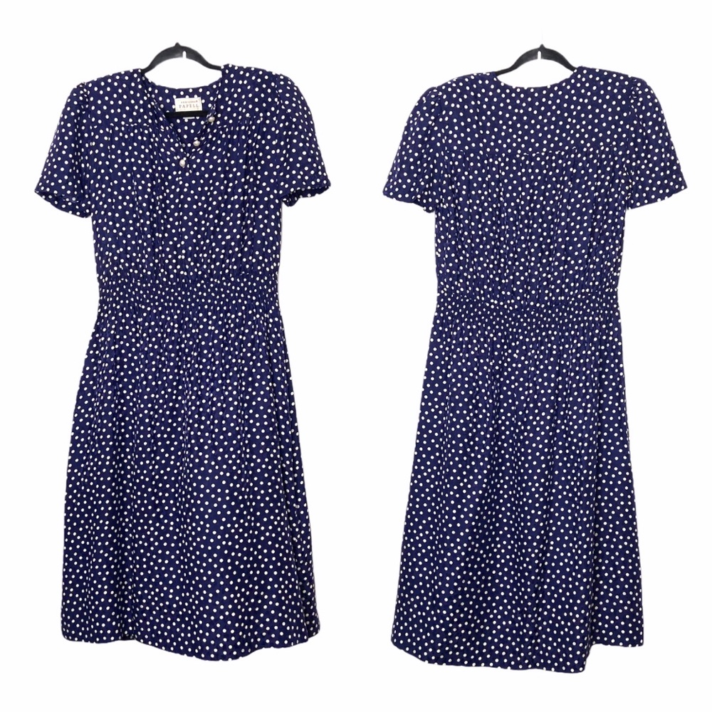 Floral Embossed Silk Polka Dot Secretary Dress